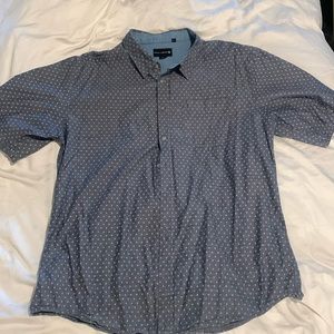 Mens 100% cotton Chambray, short sleeve colored button-down shirt